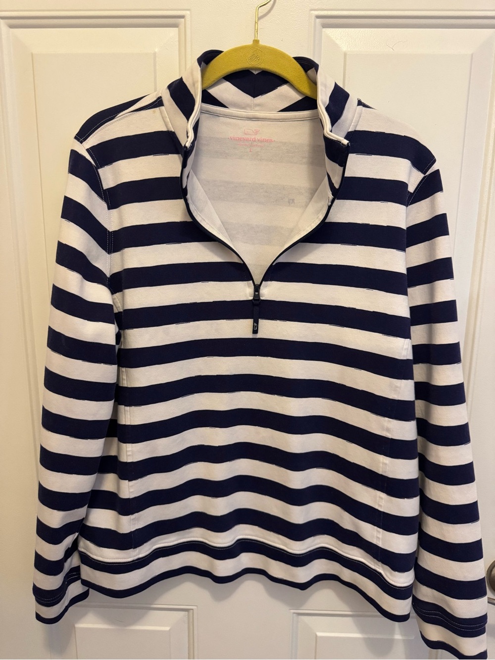 Vineyard Vines Striped Half-Zip Pullover Jacket- Navy & White